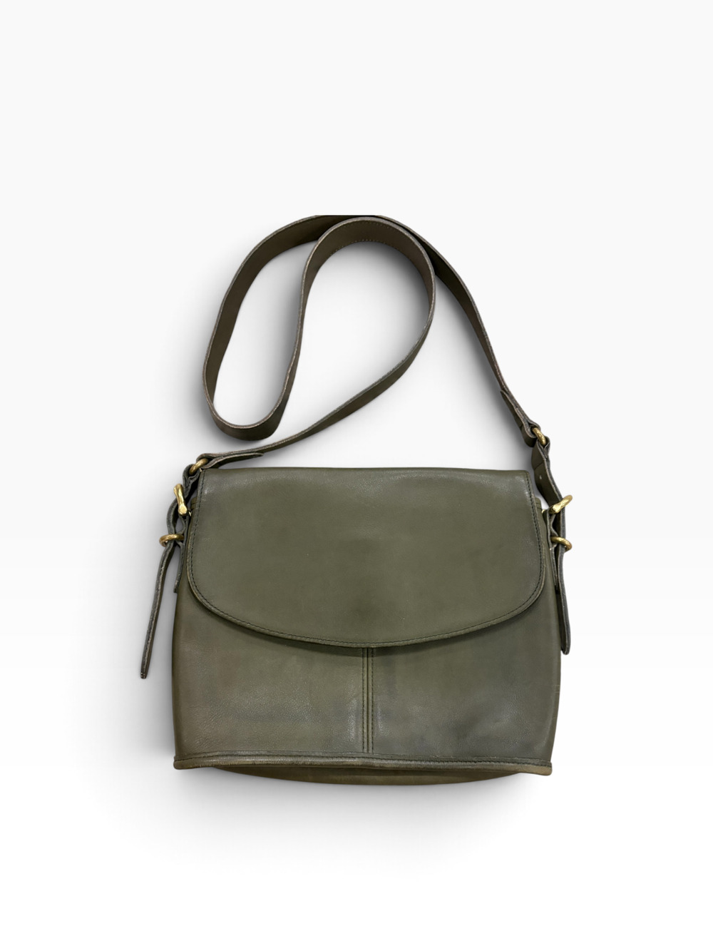 The Vintage Coach Loden Leather Equestrian Large Flap Crossbody 9807 Green